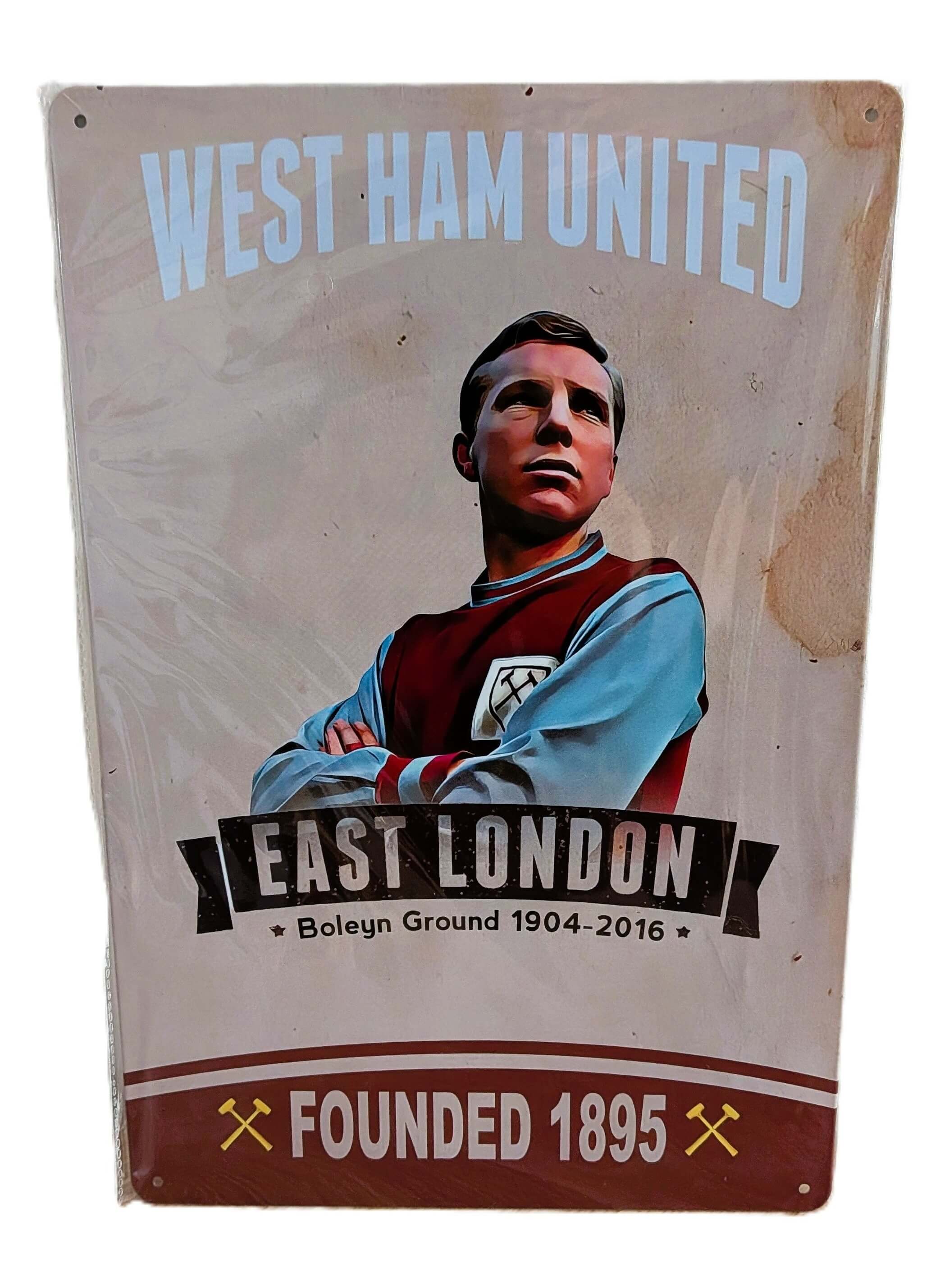 West Ham United Bobby Moore Retro Metal Sign | Football Club Wall Art Plaque
